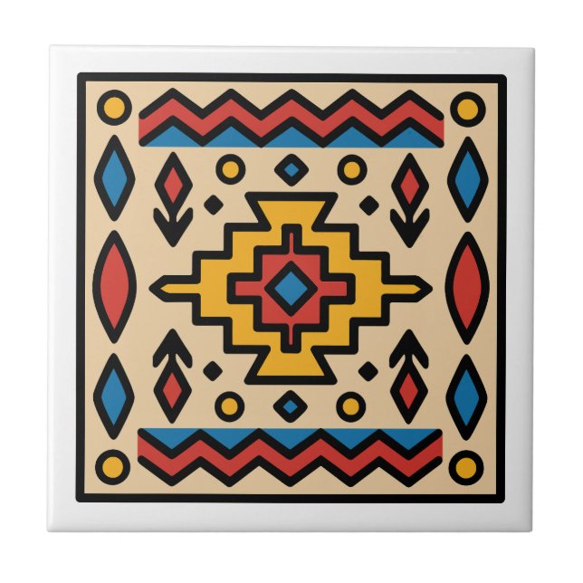 Sydvästlig geometrisk design hos indianer kakelplatta (Framsidan)