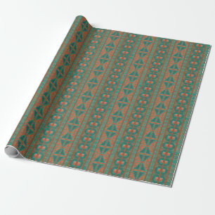 Sydvästlig koppar Teal Geometrisk Mönster Presentpapper