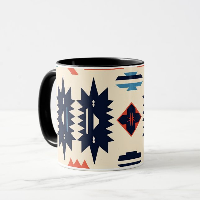 Sydvästlig Tribal Aztec Geometrisk Boho Mugg (Framsida vänster)