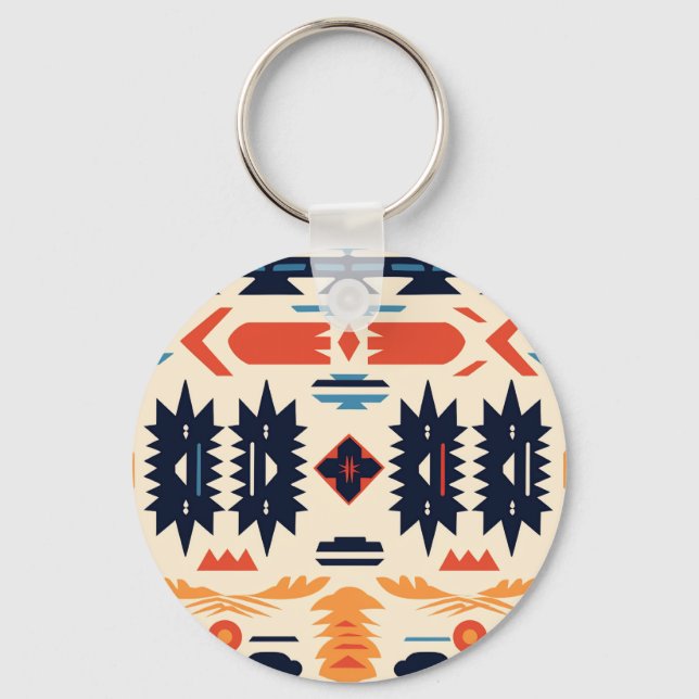 Sydvästlig Tribal Aztec Geometrisk Boho Nyckelring (Framsida)