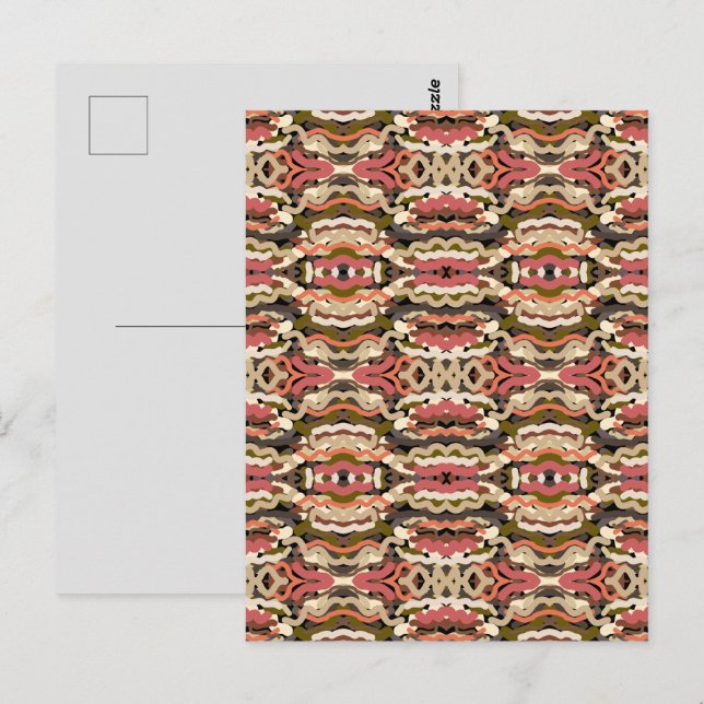 Sydvästlig, tyst Abstrakt av Wiggly Earth Tone Vykort (Fram/baksida)