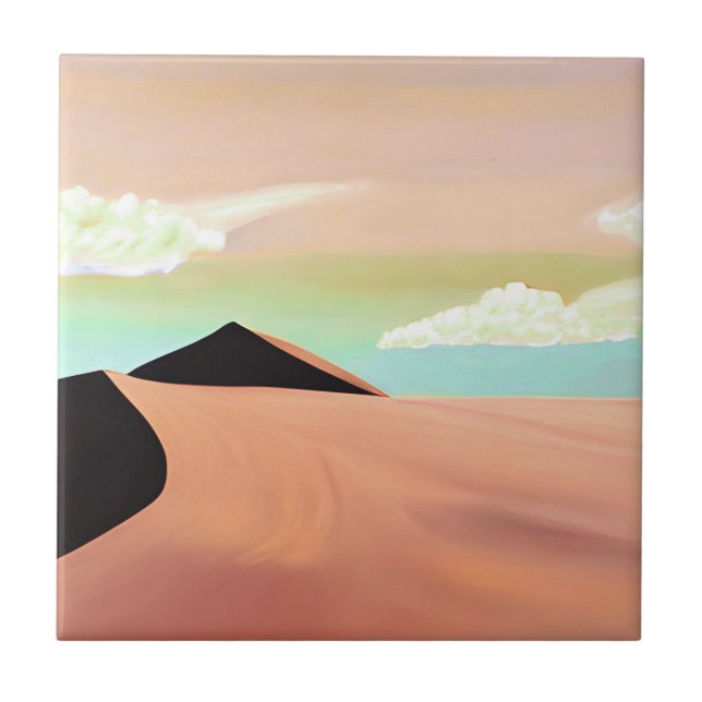 Sydvästliga öknen med Dunes Minimalist Art Kakelplatta (Framsidan)