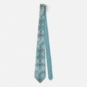 Sydvästra Aztec Blue Teal Design Mönster Slips