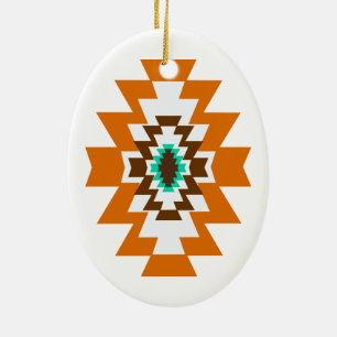 Sydvästra Aztec Native American Tribal Design Julgransprydnad Keramik