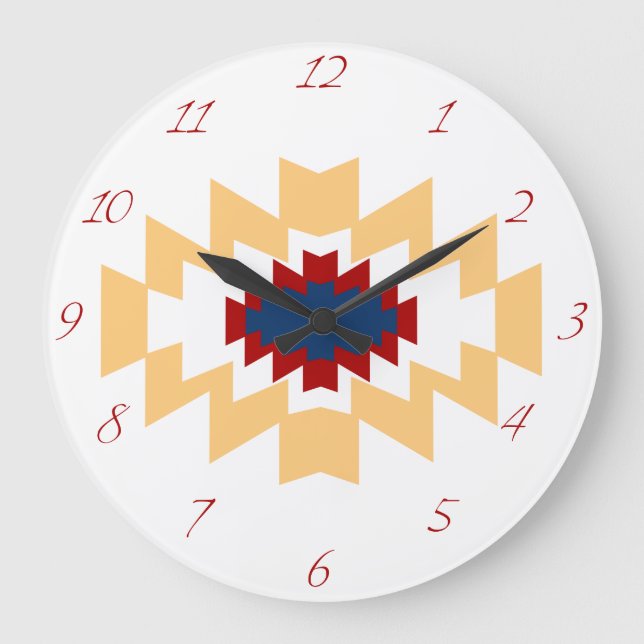 Sydvästra Aztec Native American Tribal Design Stor Klocka (Framsida)