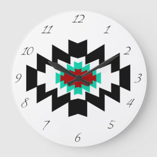 Sydvästra Aztec Native American Tribal Design Stor Klocka