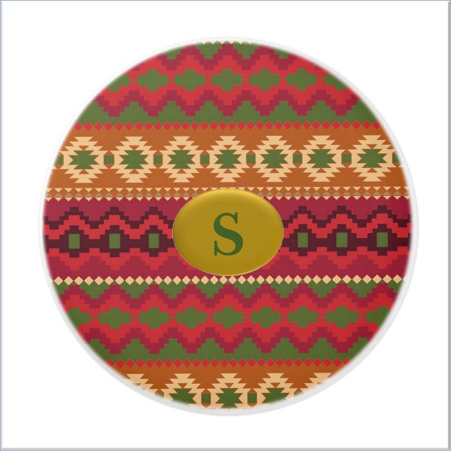 Sydvästra Aztec Stil Rosa Grönt och Brown Knopp (Skapare uppladdad)