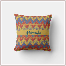 Sydvästra Boho Blue Red och Guld Kudde