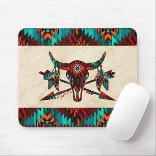 sydvästra Buffalo Skull och pilar Musmatta