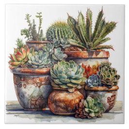 Sydvästra Cactus och Succulents Kakelplatta