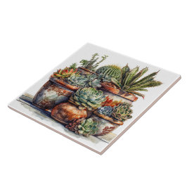 Sydvästra Cactus och Succulents Kakelplatta