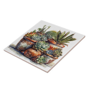 Sydvästra Cactus och Succulents Kakelplatta