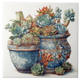 Sydvästra Cactus och Succulents Kakelplatta