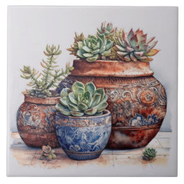 Sydvästra Cactus och Succulents Kakelplatta