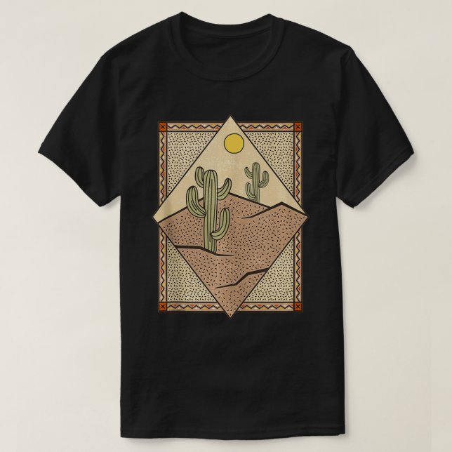 Sydvästra cactus ökensemestergrafik för avslappnad t shirt (Design framsida)