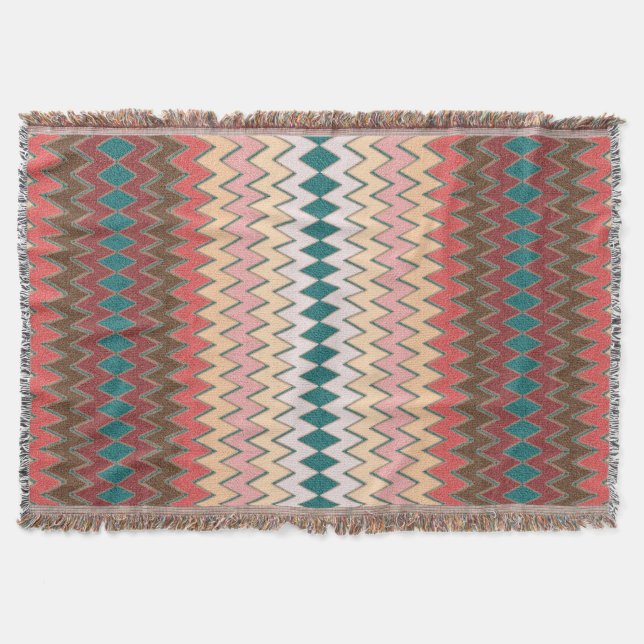 Sydvästra Chevron Zigzag Throw Blanket Mysfilt (Framsidan)