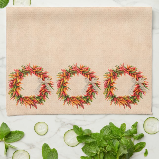 Sydvästra Chile Ristra Wandeon Adobe Wall Kökshandduk (Vikta)