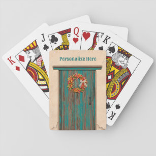 Sydvästra Chile Utandning på Rustic Blue Wood Door Casinokort