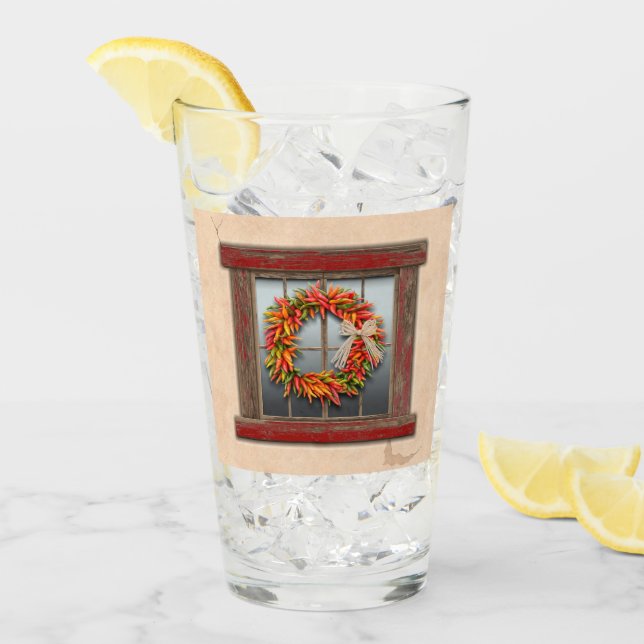 Sydvästra Chile Utandning på Rustic Red Wood Windo Glaskopp (Framsida Ice)