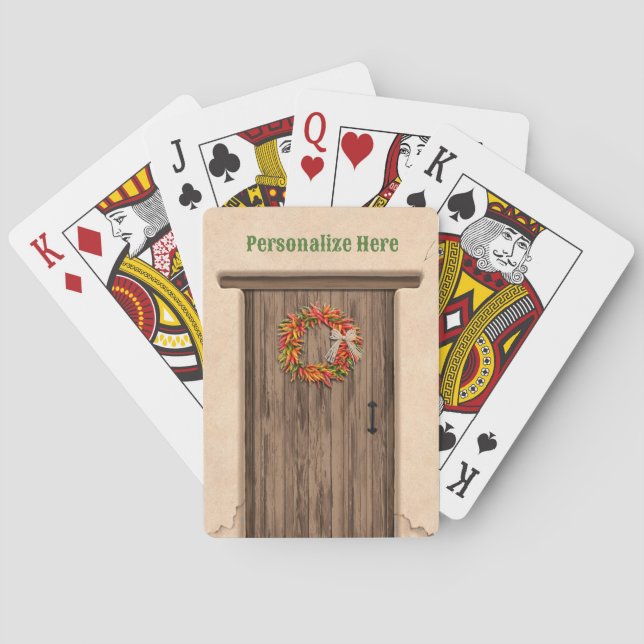 Sydvästra Chile, utandning på Rustic Wood Door Casinokort (Baksidan)