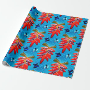 Sydvästra Chili Pepper Turquise Fiesta Mönster Presentpapper