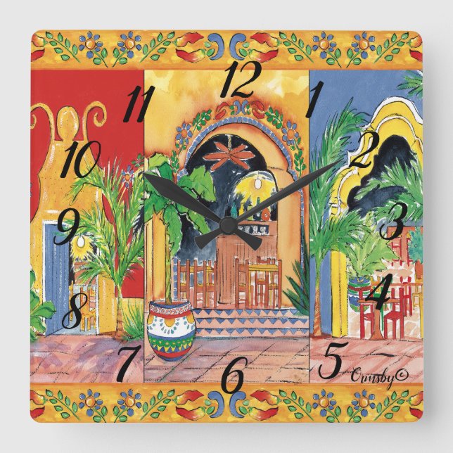 Sydvästra Clock Fyrkantig Klocka (Framsida)