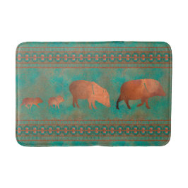 Sydvästra Cute Javelina Family Copper Teal Medium Badrumsmatta