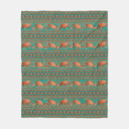 Sydvästra Cute Javelina Family Copper Teal Medium Fleecefilt