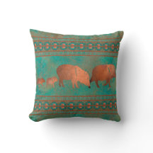 Sydvästra Cute Javelina Family Teal Copper 16 tum