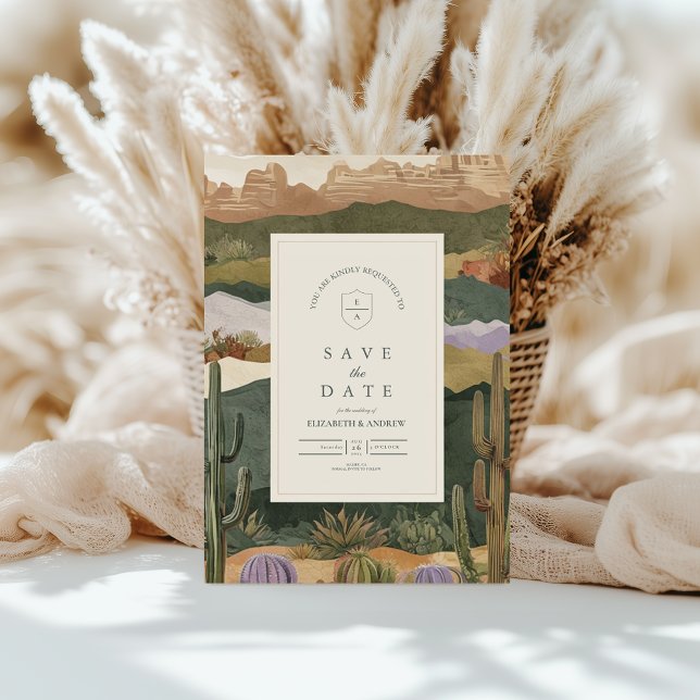 Sydvästra Desert Cactus liggande Bröllop Spara Datumet (Skapare uppladdad)