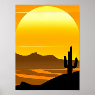Sydvästra Desert Sunset med Mesas Poster