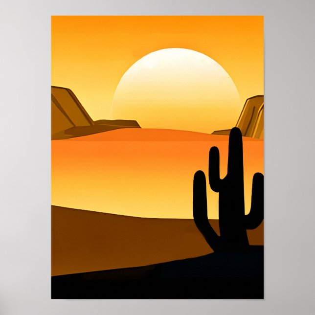 Sydvästra Desert Sunset med Mesas Poster (Framsidan)