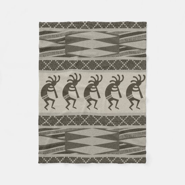 Sydvästra Design Kokopelli-stammen Aztec Mönster Fleecefilt (Framsidan)