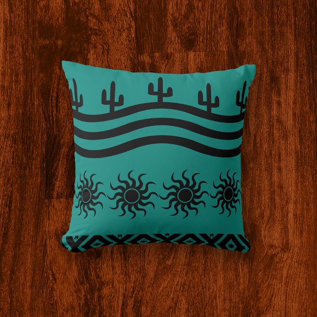 Sydvästra Design Teal Mönster Kudde (Skapare uppladdad)
