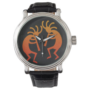 Sydvästra designen Dancing Kokopelli Orange Black Armbandsur