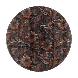 Sydvästra Faux Brown Leather Cowhide Flowers