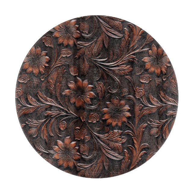 Sydvästra Faux Brown Leather Cowhide Flowers (Framsidan)