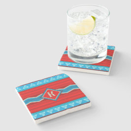 Sydvästra flodcannyon Röd Turkos Monogram Stenunderlägg
