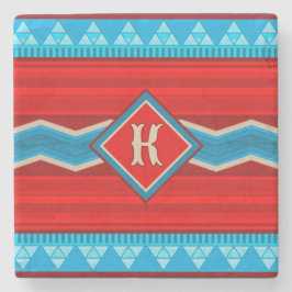 Sydvästra flodcannyon Röd Turkos Monogram Stenunderlägg