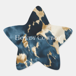 Sydvästra Guld Blue Cream Cowhide Stjärnformat Klistermärke
