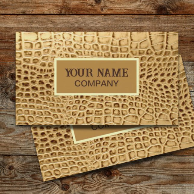 sydvästra Guld-bruna Alligator-läder Visitkort (southwestern Gold brown Alligator Leather Business Card)