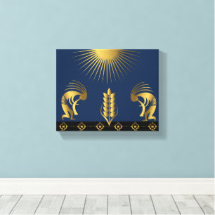 Sydvästra Guld Kokopelli Wall Canvastryck