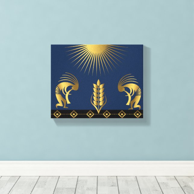 Sydvästra Guld Kokopelli Wall Canvastryck (Insitu (trägolv))