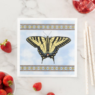 Sydvästra Gulten Swallowtail Butterfly Blå himmel Pappersservett