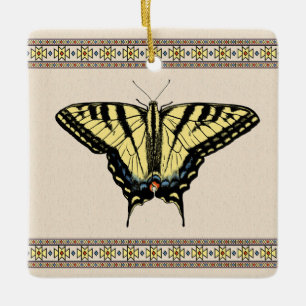 Sydvästra Gulten Swallowtail Butterfly Julgransprydnad Keramik