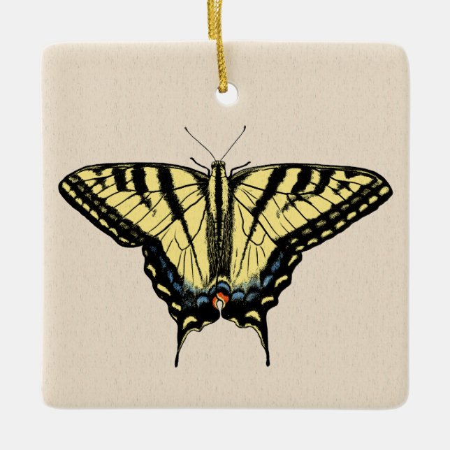 Sydvästra Gulten Swallowtail Butterfly Julgransprydnad Keramik (Framsida)