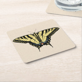 Sydvästra Gulten Swallowtail Butterfly Underlägg Papper Kvadrat