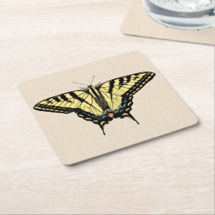 Sydvästra Gulten Swallowtail Butterfly Underlägg Papper Kvadrat