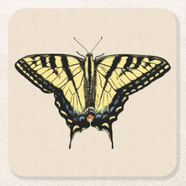 Sydvästra Gulten Swallowtail Butterfly Underlägg Papper Kvadrat