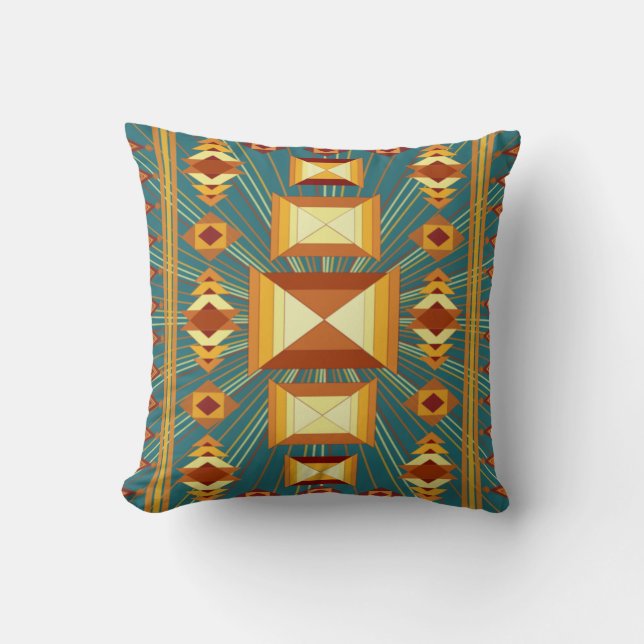Sydvästra gyllene solstrålar Indian Blanket Design Kudde (Framsida)